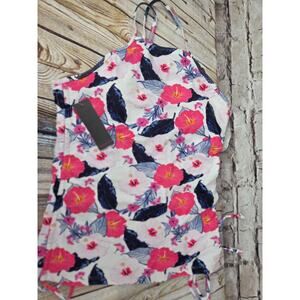 Pink Cove Tankini Top Size Large Floral Print NEW